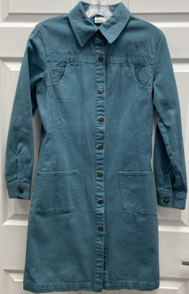 Newport News Jeanology Collection Wmns Size 4 Bluish Green Long Denim Jacket EUC Main Image
