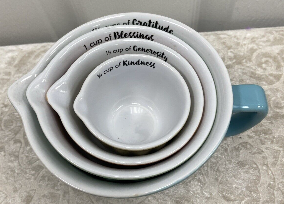 Deseret Book Ceramic Nesting Measuring Cups With Spouts and Sayings on Each Nice - Image 8