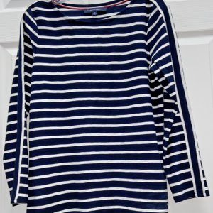 Tommy Hilfiger Pullover Shirt Sz Medium White Blue Stripped