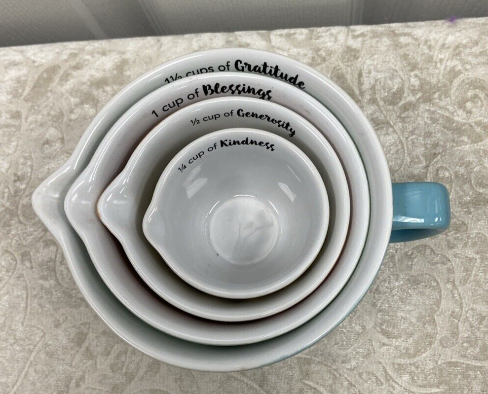 Deseret Book Ceramic Nesting Measuring Cups With Spouts and Sayings on Each Nice - Image 9