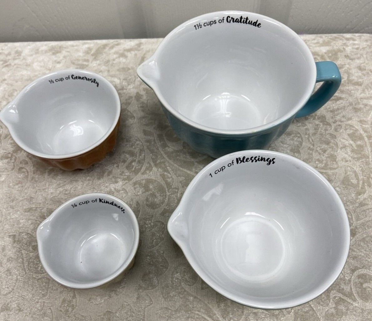 Deseret Book Ceramic Nesting Measuring Cups With Spouts and Sayings on Each Nice - Image 10
