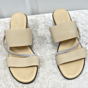 Italian Shoemakers Sandals Womens 8M Slide Strappy Wedge Heels Tan Made ITALY