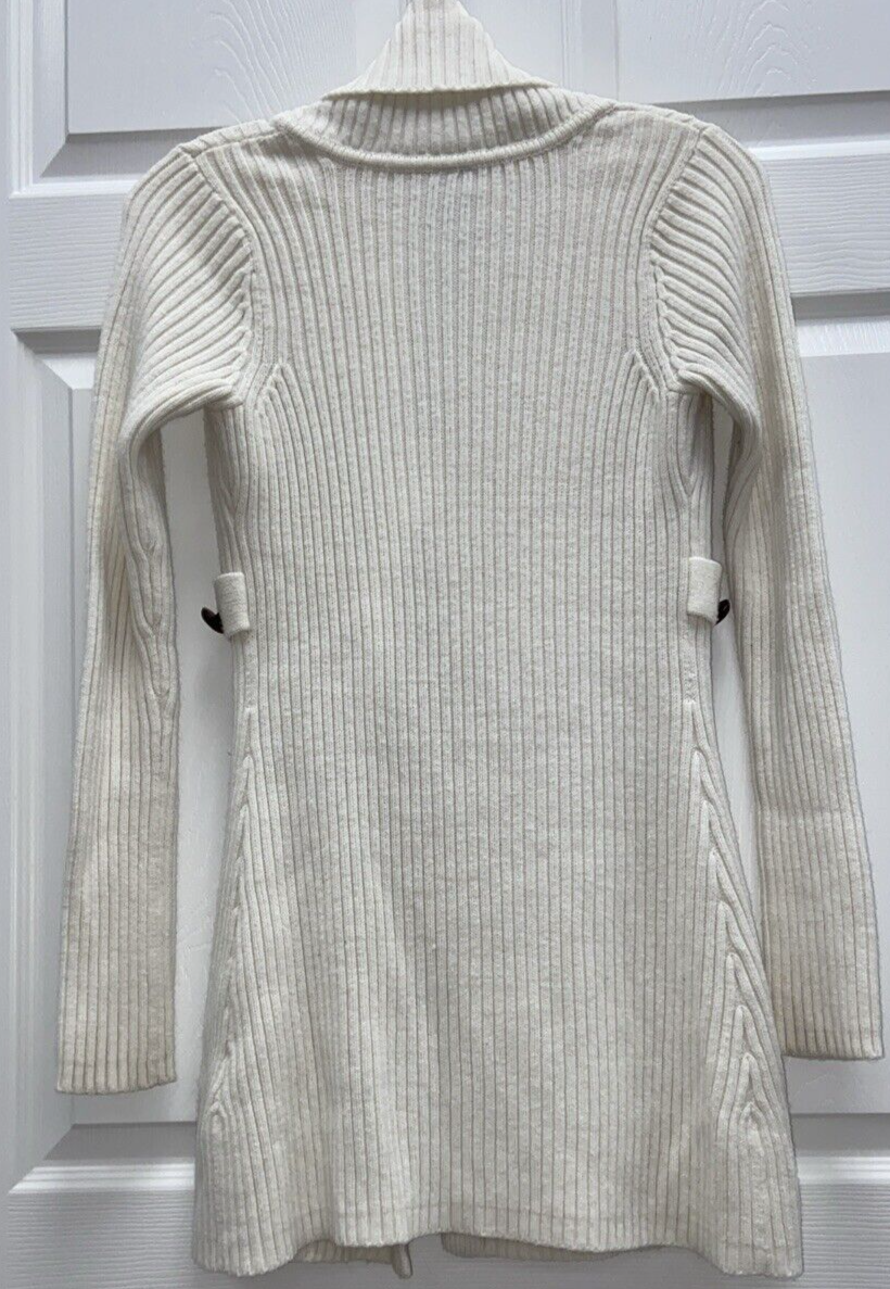 Cute! One Button Women’s Takeout Knit Long Cardigan Sz. Small Ivory Color - Image 4
