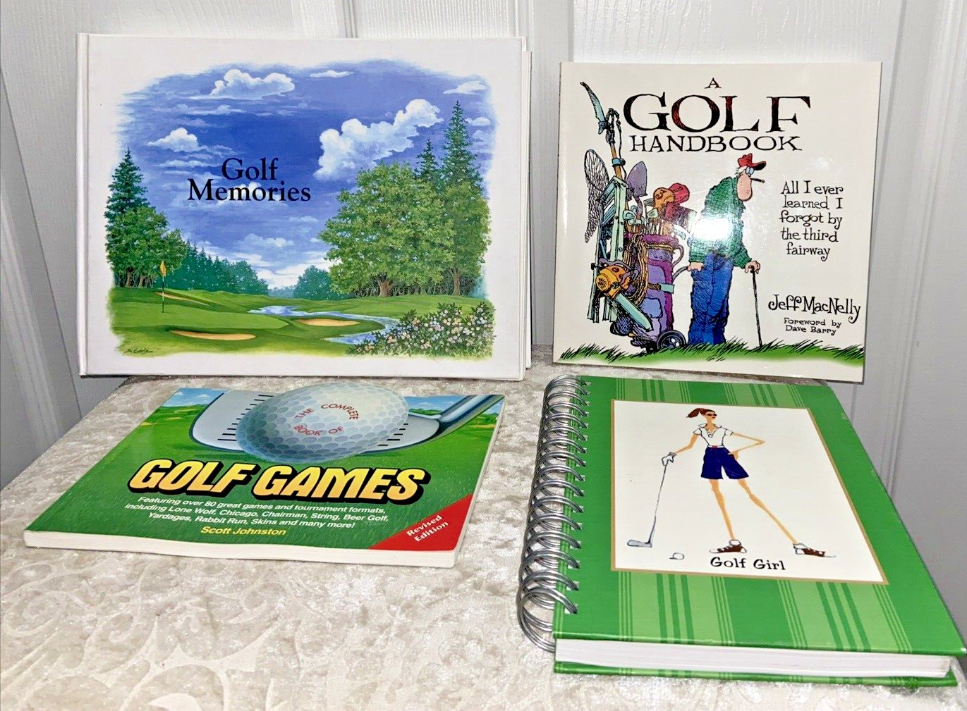 Lot Of 4 Fun Golf Themed Hardcover/Paperback Books, Games, Memories, Funny