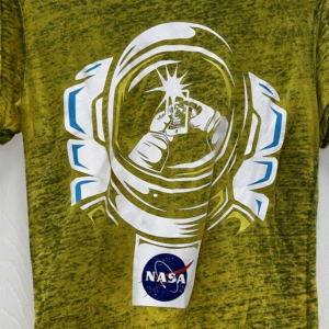 NASA Modern Vintage Worn In Yellow T-Shirt Shirt Small