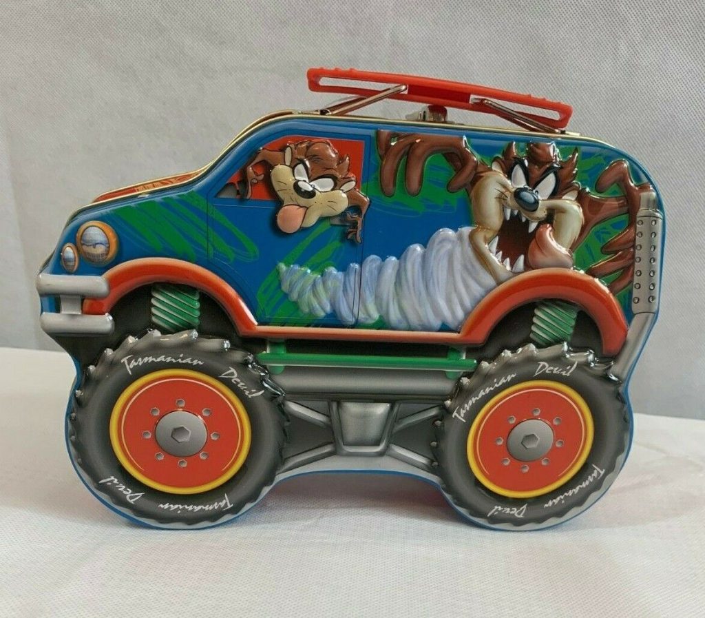 Vintage NWT Collectible TAZ Lunchbox Hinged Lid 8.5" x 6" x 2.25" Monster Truck Main Image