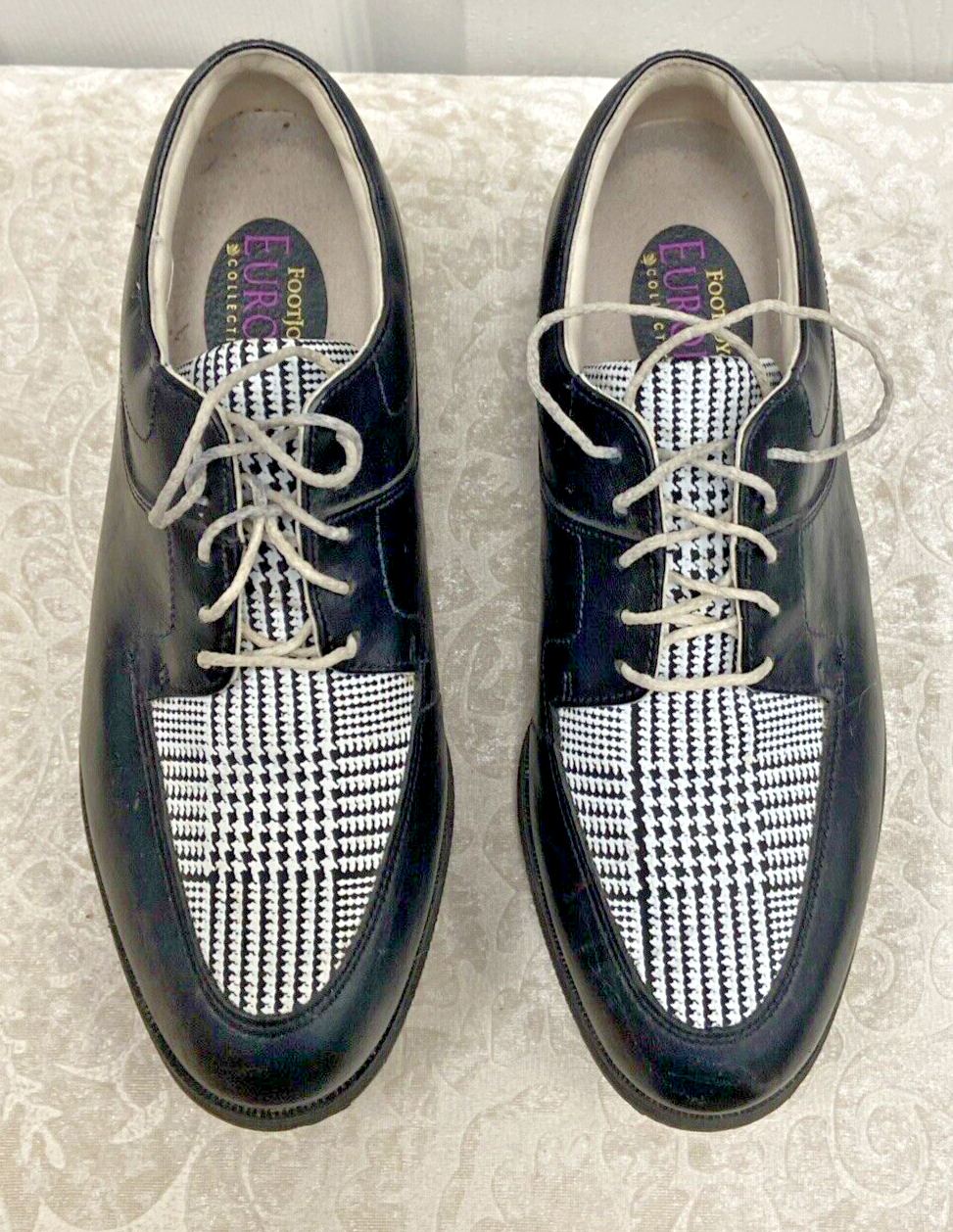 Foot Joy Women 6M Europa Collection Oxford Golf Shoes 99259 Tartan Blk White
