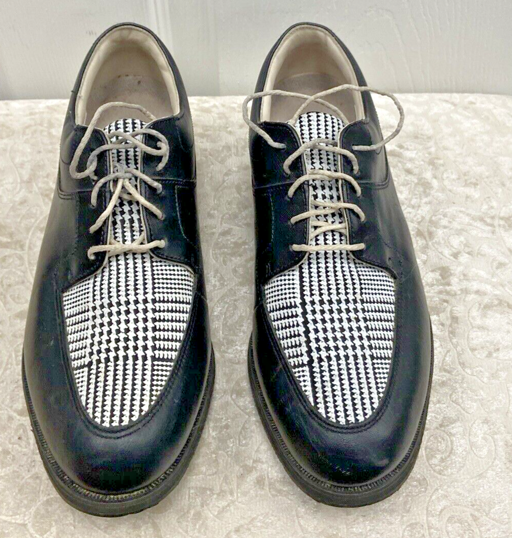 Foot Joy Women 6M Europa Collection Oxford Golf Shoes 99259 Tartan Blk White - Image 5