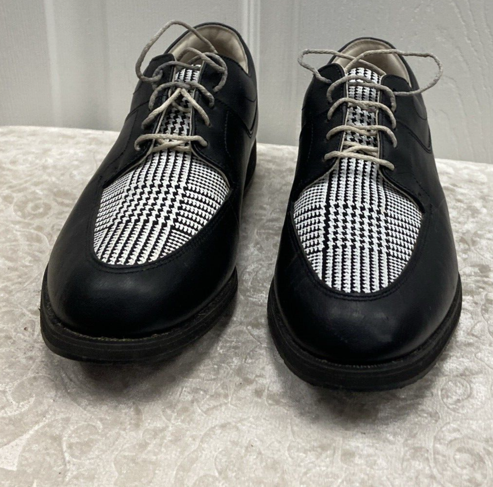 Foot Joy Women 6M Europa Collection Oxford Golf Shoes 99259 Tartan Blk White - Image 6