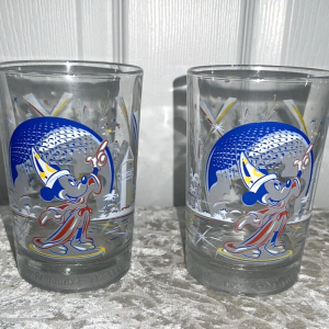 Lot of 2 McDonalds Disney The Magic 25th Anniversary Glasses Mickey Mouse 16oz.