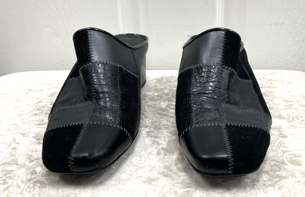 Liz Claiborne Women’s Shoe 8M Black Mule Leather Patchwork Style Longo - Image 2