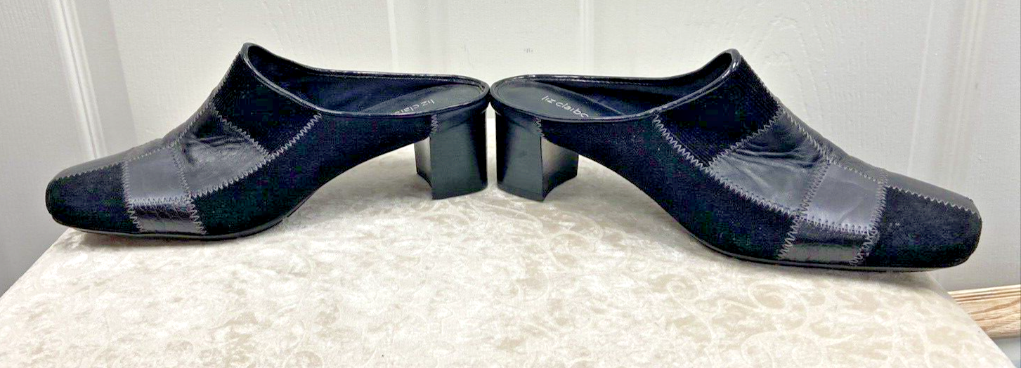 Liz Claiborne Women’s Shoe 8M Black Mule Leather Patchwork Style Longo - Image 7