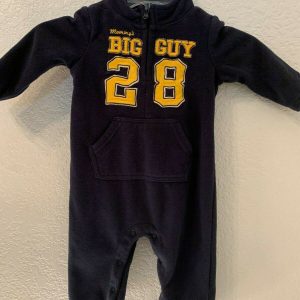 Carters Baby Boy Pajamas 9 Month "Mommy's Big Guy" #28 Navy Blue Fleece