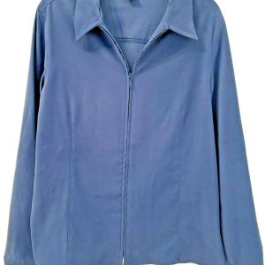 Petite Sophisticate Faux Suede Blue Zip Up Shirt Jacket  Size Small Petite