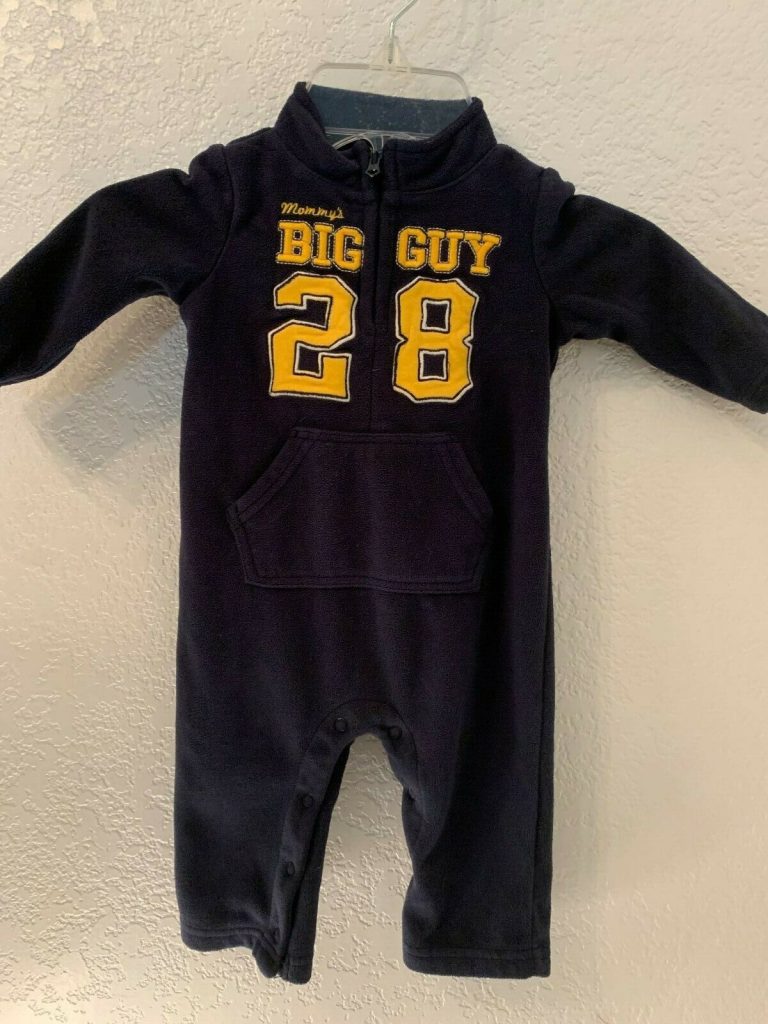 Carters Baby Boy Pajamas 9 Month "Mommy's Big Guy" #28 Navy Blue Fleece Main Image