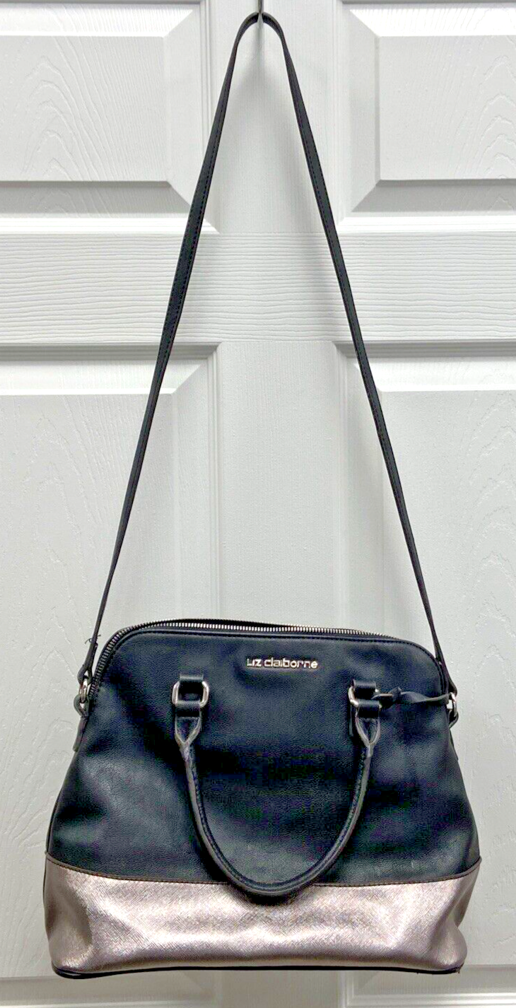 Liz Claiborne Two Tone Purse Shoulder Bag Black and Silver