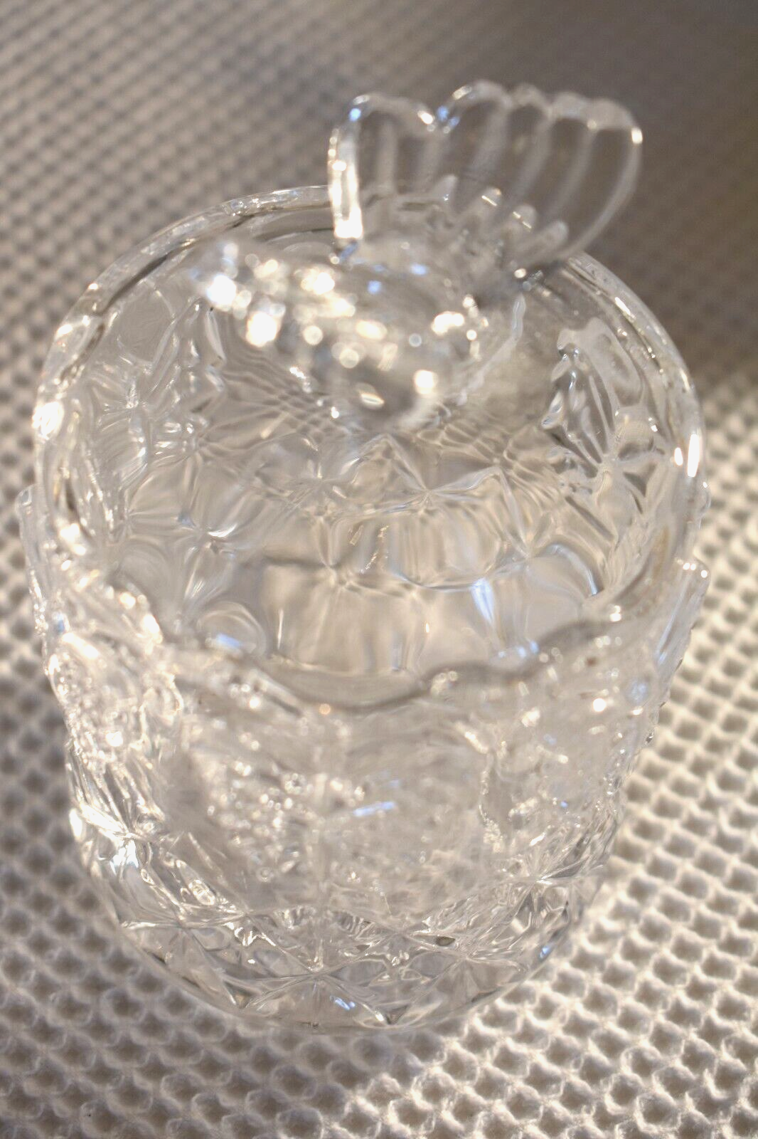Butterfly Jewelry or trinket jar crystal vintage glass art - Image 3