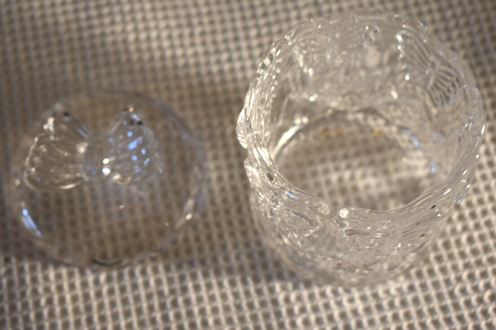 Butterfly Jewelry or trinket jar crystal vintage glass art - Image 4
