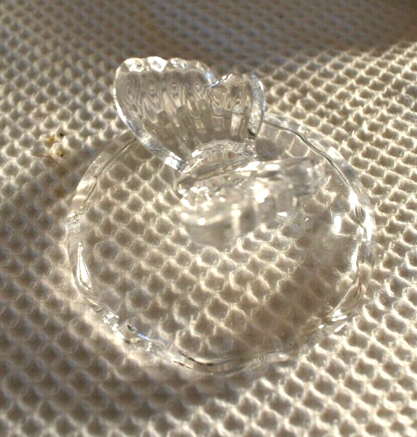 Butterfly Jewelry or trinket jar crystal vintage glass art - Image 7