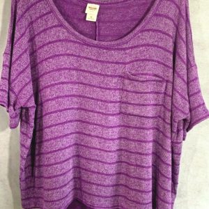 Mossimo Purple Striped Short Sleeve Sweater Size XL