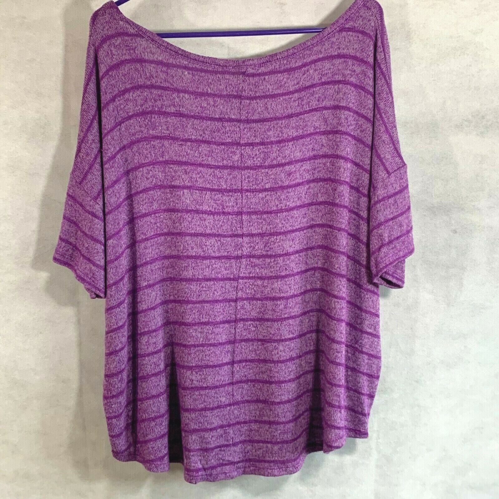 Mossimo Purple Striped Short Sleeve Sweater Size XL - Image 2