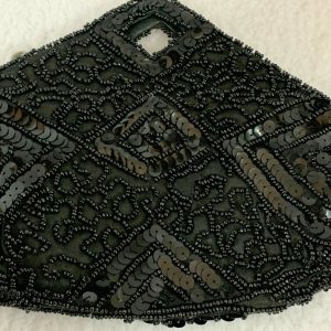 Seed Bead Black Evening Finger Clutch Handbag Vintage Small