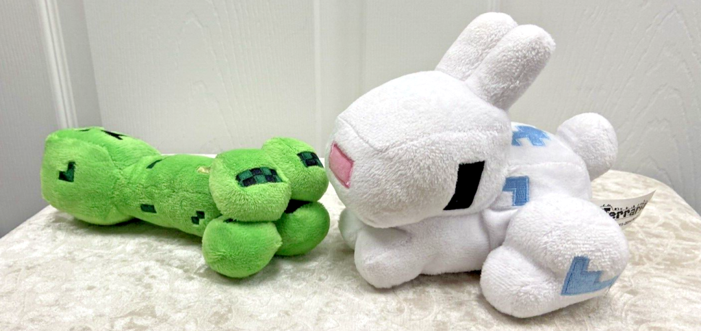 ☆~Terraria Minecraft Bunny Rabbit White Pixel Plush and Plush Creeper by Mojang Main Image