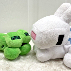☆~Terraria Minecraft Bunny Rabbit White Pixel Plush and Plush Creeper by Mojang